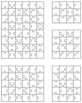 Four white puzzles Stock Illustration