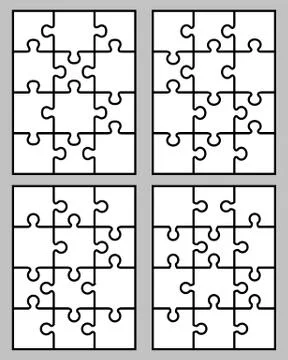 Four white puzzles Stock Illustration