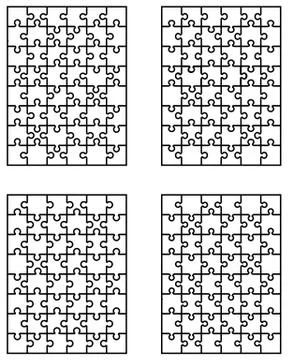 Four white puzzles Stock Illustration