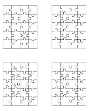 Four white puzzles Stock Illustration