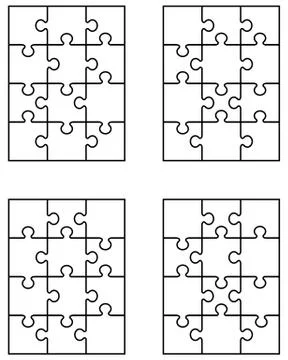 Four white puzzles Stock Illustration