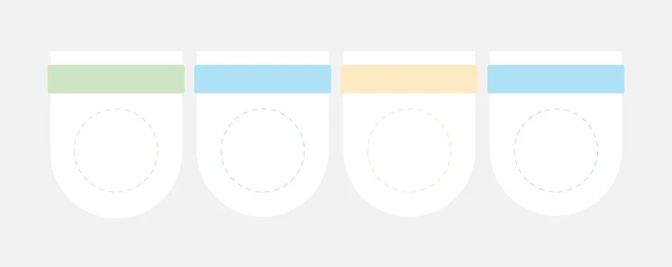Four white rounded tabs empty infographic template Stock Illustration