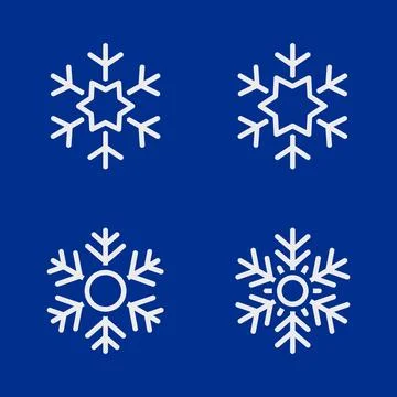 Four white snowflake icons on blue background. Elegant winter vector イラスト素材