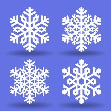 Four white snowflakes. Stock Illustration