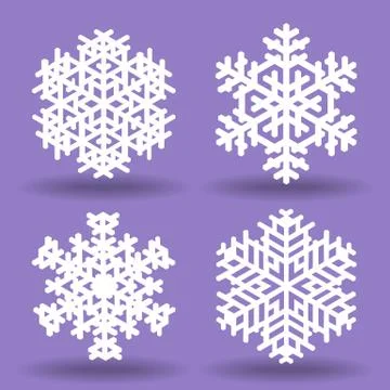 Four white snowflakes. Stock Illustration