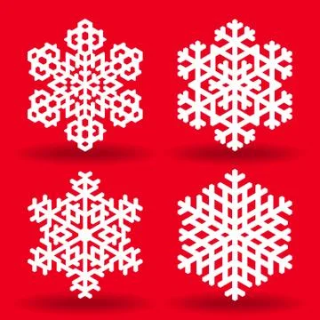 Four white snowflakes Stock Illustration