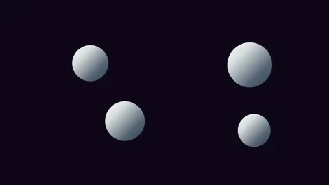 Four white spheres floating against a solid black background composition 库存影片 338310665