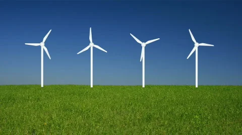 Four Windmills On A Field Vidéo 752649