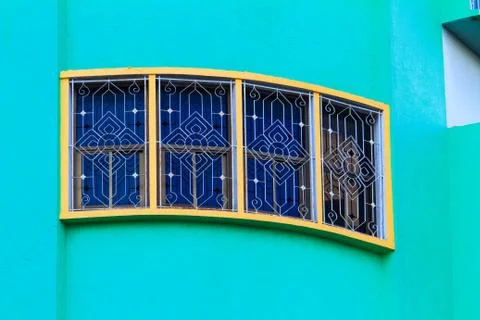 Four windows with bars Stock Photos