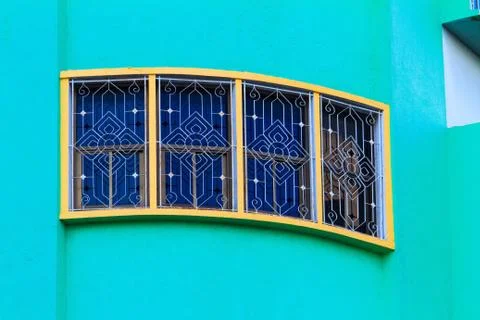 Four windows with bars Stock Photos