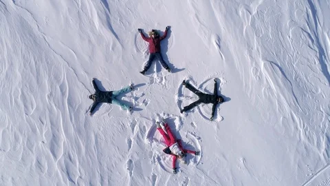 Four winter angels happy Video stock 124424751