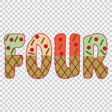 Four Word With Textured Surface standing lattice pattern Stock Illustration