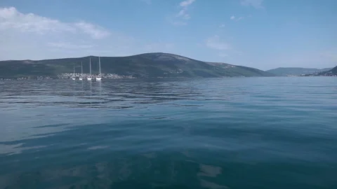 Four yachts lined up on Adriatic sea Stock Footage 101665145