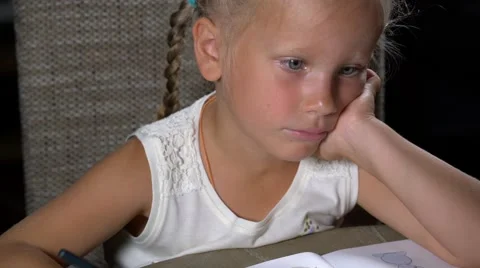 Four-year girl performs educational tasks Stock Footage 64837577