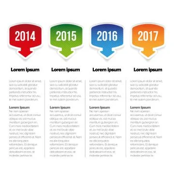 Four Year progress bar template Illustrazione stock