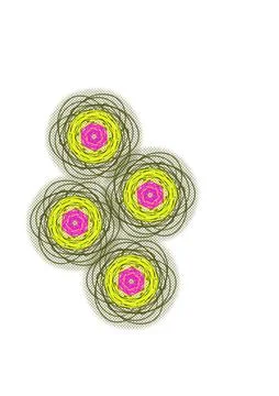 Four Yellow and Pink Scribble Rosettes (White Background) Illustrazione stock