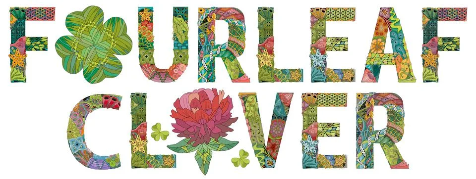 FOURLEAF CLOVER. Vector zentangle object for decoration 스톡 일러스트