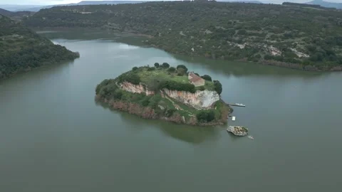 Fourth of four videos about panoramic view of a lake and a church on an islet Stock Footage 246817890