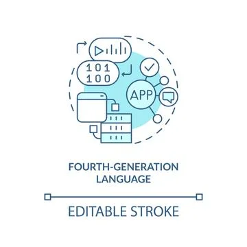 Fourth-generation programming language turquoise concept icon Stock Illustration