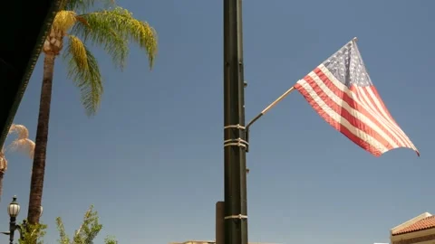 Fourth of July 4th American Flag Waving In The Breeze Wind America USA Stock Footage 155605859