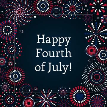 Fourth of July blue, red, white fireworks display illustration Stock Illustration