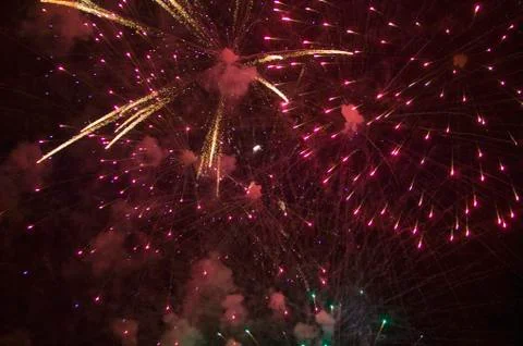 Fourth of July celebration with fireworks exploding, Independence Day, Ojai, Stock Photos