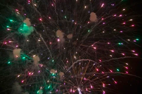 Fourth of July celebration with fireworks exploding, Independence Day, Ojai, Foto stock