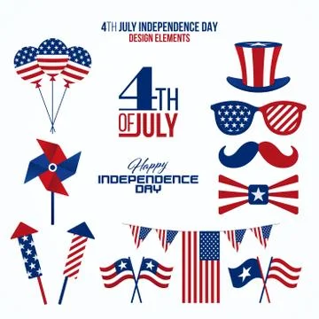 Fourth of July design elements Stock Illustration
