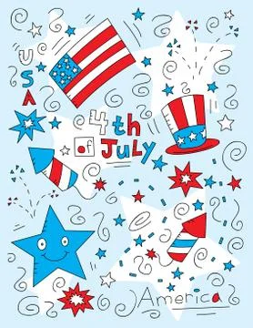 Fourth of July Doodle Stock Illustration