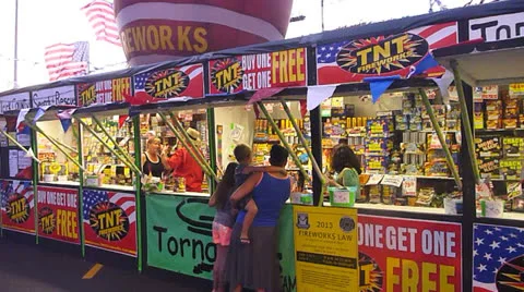 Fourth of July Firework Stand Stock Footage 25255914