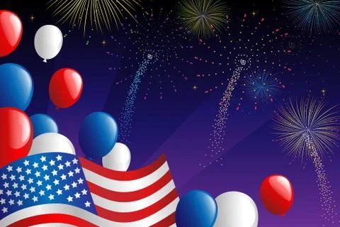 Fourth of July fireworks Stock Illustration