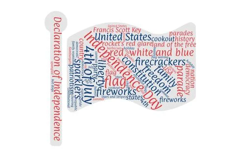 Fourth of July flag word cloud wallpaper graphic Stock Illustration