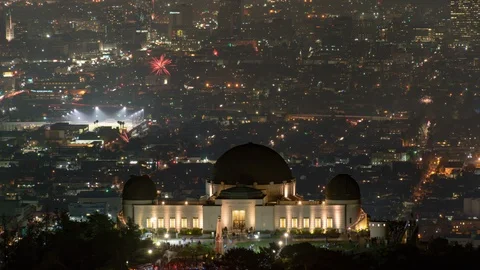Fourth of July at Griffith Observatory Stock Footage 119898241