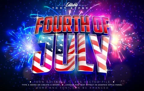 Fourth of July Independence Day Editable Text Effect Graphic Style with Ame.. Stockillustratie
