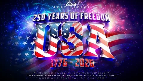 Fourth of July Independence Day Editable Text Effect 250 Years of the USA Gra イラスト素材