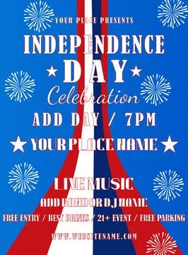 Fourth of July Independence day party flyer poster social media post design Stock Illustration