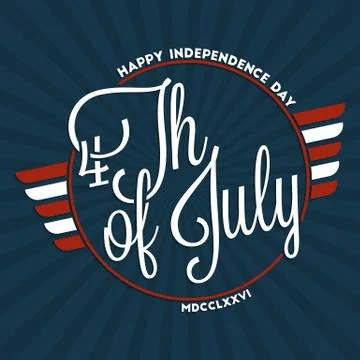 Fourth of july lettering Stock Illustration