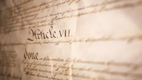 Fourth Of July Old Declaration Close Up Video stock 238814328