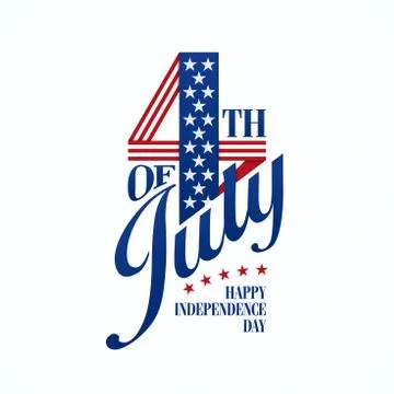 Fourth of July typographic lettering Stock Illustration