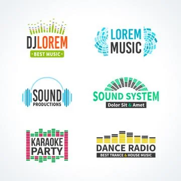 Fourth set of dj music equalizer logo vector Stock Illustration