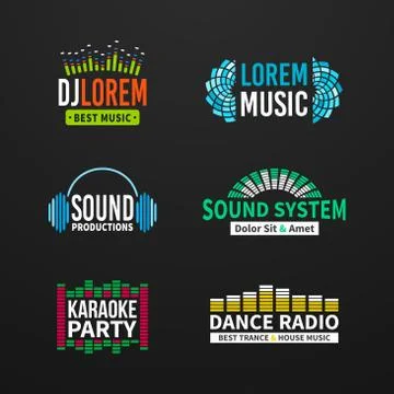 Fourth set music equalizer emblem vector on dark background Stock Illustration