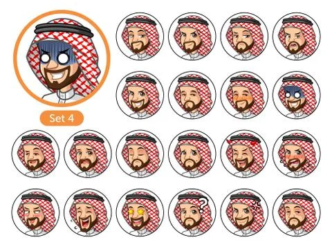The fourth set of Saudi Arab man cartoon character design avatars 스톡 일러스트