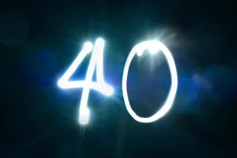 Fourty Numbers written with a flashlight during long exposure Stock Photos