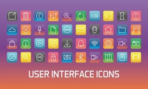 Fourty of user interface set block gradient style icons Stock Illustration