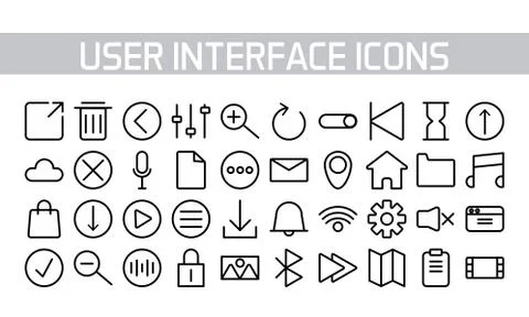 Fourty of user interface set line style icons Illustrazione stock