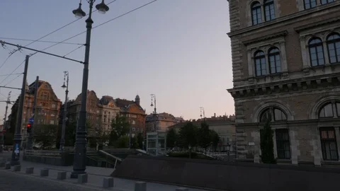 Fovam Square in slow motion, Budapest Stock Footage 90690909