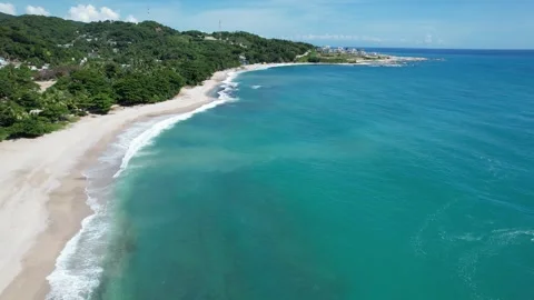 Foward aerial drone view of beach Stock Footage 255095932