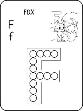 Fox abc animals dot markers activity Pages Stock Illustration