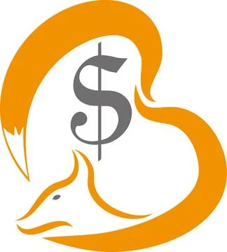 Fox and dollar sign, fox, savings fox, logo, background, fox Stock Illustration