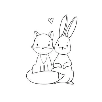 The fox and the hare. Illustrazione stock